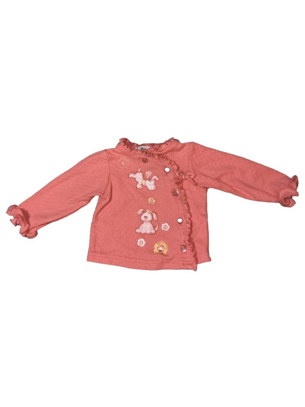 Vintage Girls Broadway Kids Puppy Dog Button Front Shirt Top 6-9 Months Flowers